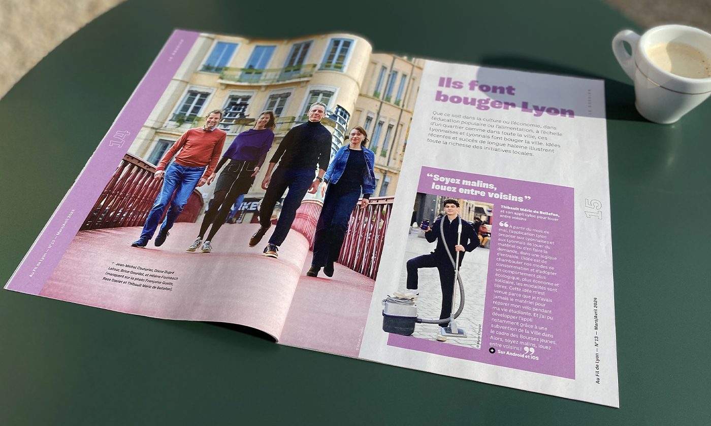 Double pages intérieures en situation de l’ouverture du Dossier du magazine Au fil de Lyon