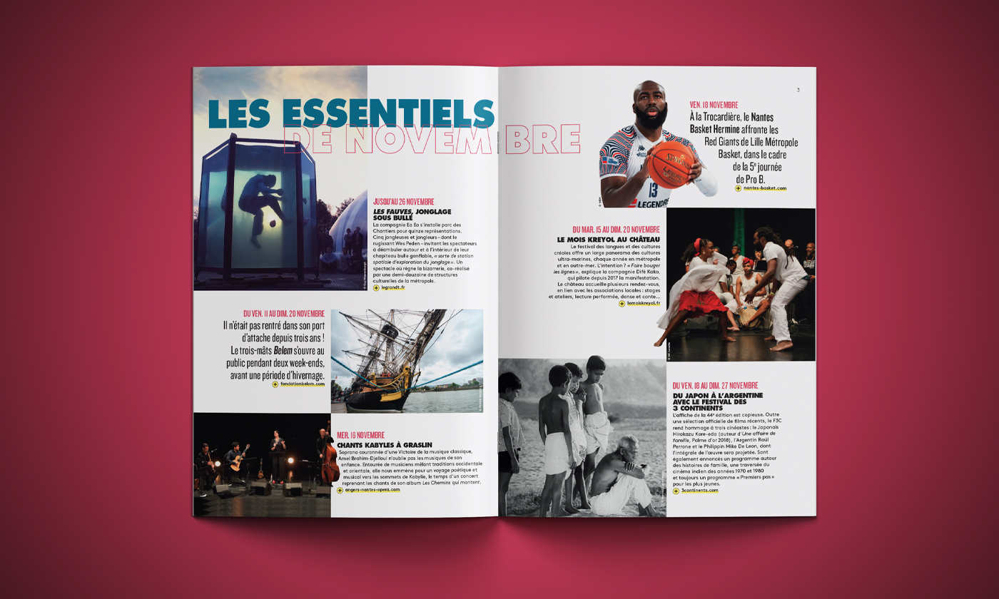 Double pages intérieures Les Essentiels du magazine Nantes Passion